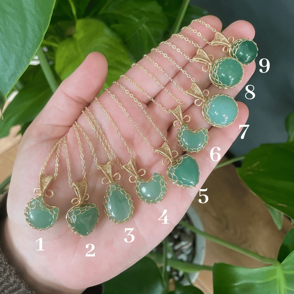 gold green aventurine crystal necklaces!