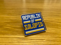 ‘Republik of Salopia’ plastic pin badge 