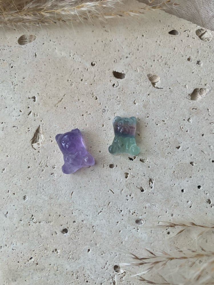 Image of Mini Rainbow Fluorite Gummy Bear Carvings 