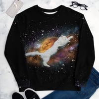 Image 2 of Cat in Spaaace - All Over Print - Recycled Polyester - Unisex Pullover Sweatshirt - Space Cat Shirt 