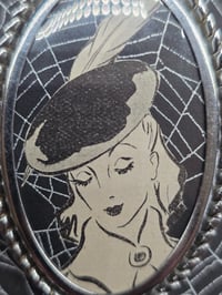 Image 3 of Vintage Brooches-  1940s engravings page & preserved spider webs - 5