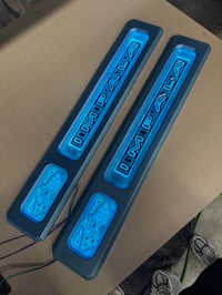 Image 2 of 1963 IMPALA LOWER DOOR PANEL OVERLAYS WRAPPED MADRID LIGHT BLUE METALIC WITH LED