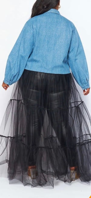 Image of Plus Denim Tulle Dress Jacket