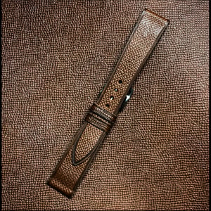 Image of Brown French Grained Calfskin Watch Strap