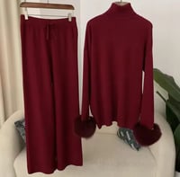 lux fox fur suit burgundy