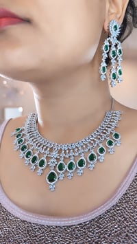 Image 4 of Anya Green-Stunning AD Necklace Set with Earrings in Green