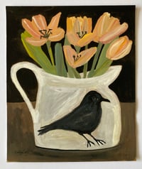 Crow jug with tulips 