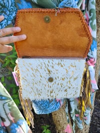 Image 5 of Barca Bag - cream and gold fringes cross body or wear on waist
