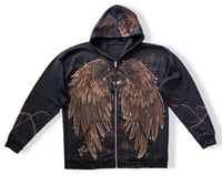 Image 1 of “ANGEL BABE” CUSTOM BLEACH PAINTED ZIP UP HOODIE XL