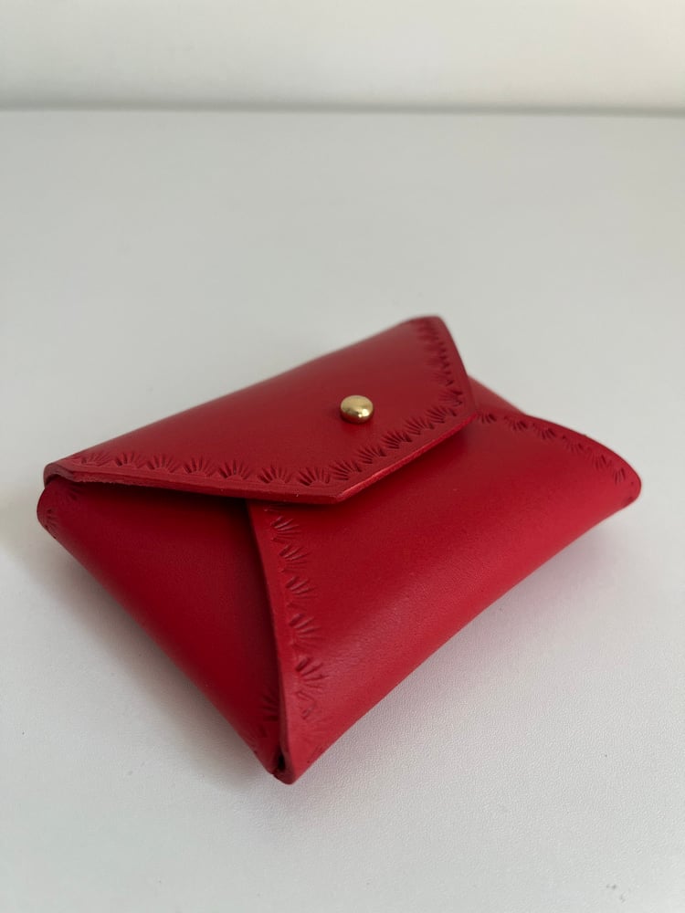 Image of Red Vachetta "No-Stitch" Card Wallet 