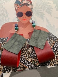 Burgundy Cuff Leather Earrings