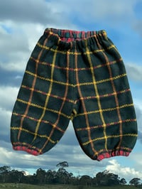 Image 1 of LITTLE PANTS - black wool and red plaid 