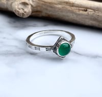Image 5 of Handmade Sterling Silver Green Onyx Stamped Dainty Ring