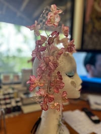 Image 4 of Pink floating flowers on veiling