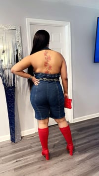 Image 2 of Capture This Halter Denim Backout Romper 