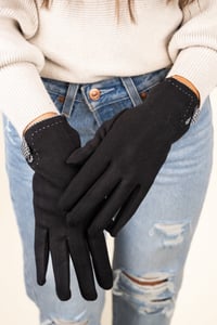 Houndstooth Smart Gloves-Black