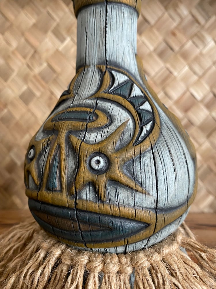 Image of Kovave Mug #118 - Woodgrain and Weathered Turquoise/Orange/White - US Shipping Included