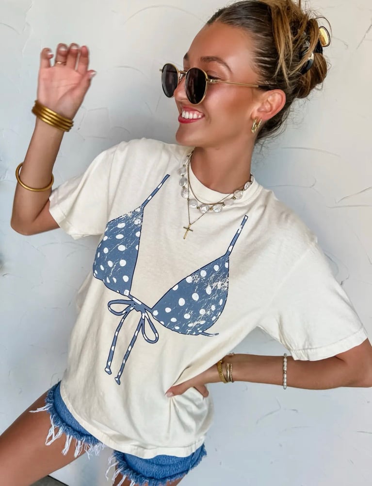 Image of Blue PolkaDot Bikini Tee 