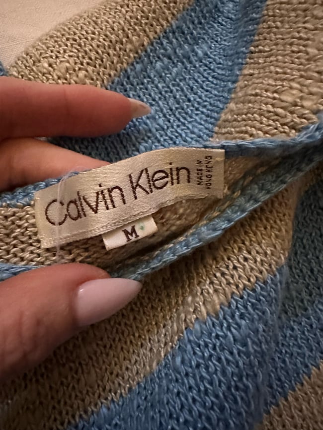 70s Calvin Klein hand loomed linen knot top tunic