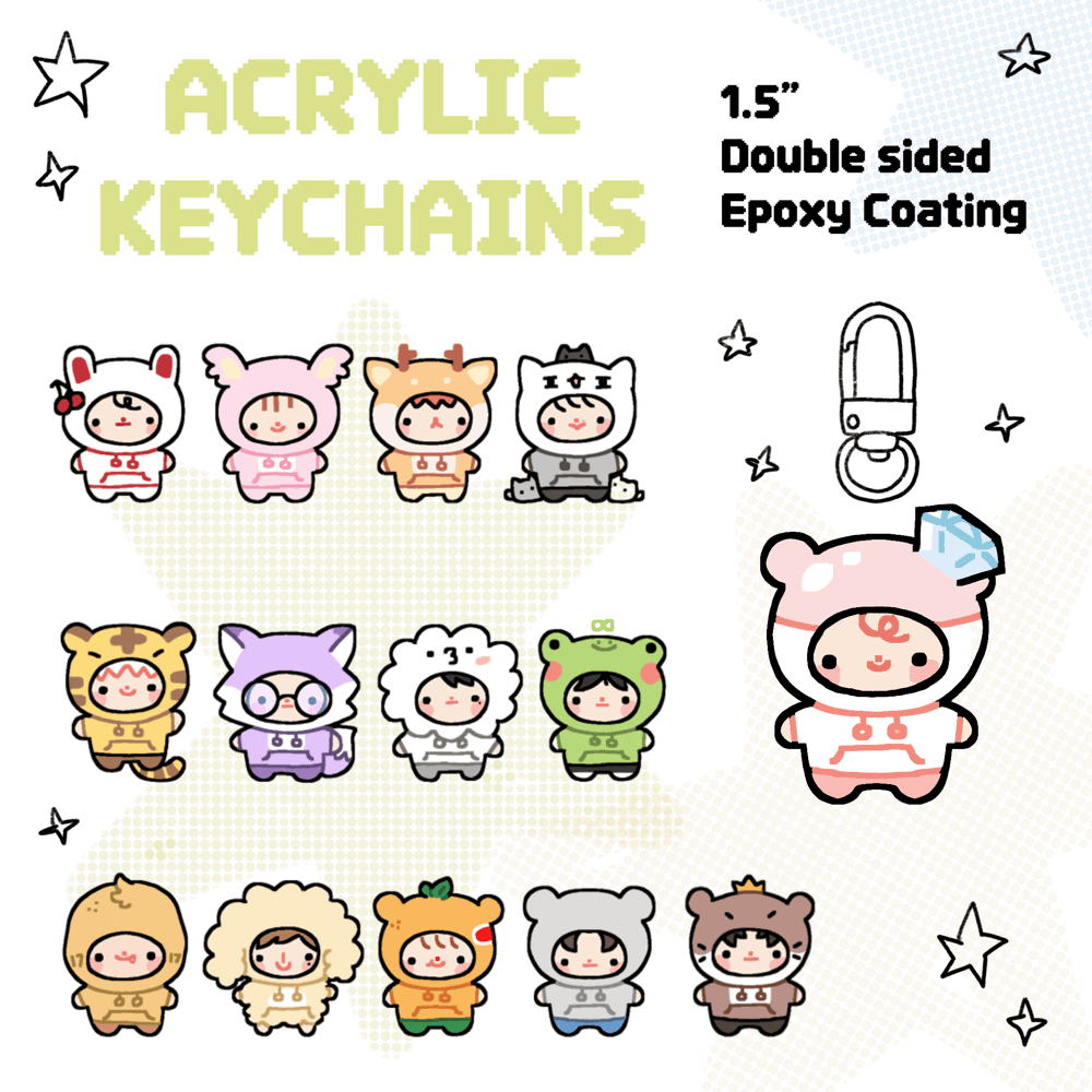 Miniteen Dress-up Acrylic Keychains | matchawoozi