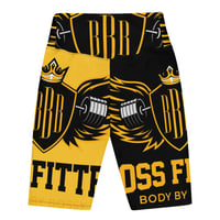 Image 1 of BOSSFITTED Black and Yellow Biker Shorts