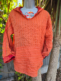 Image 5 of FESTIE Kantha Hoodie with pocket - orange