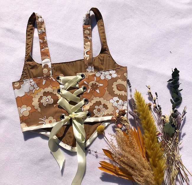 Vintage Retro Floral Reversible Corset