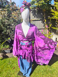 Image 10 of Porto co ord set - frilly wrap skirt and top 6-14 uk Purple pink