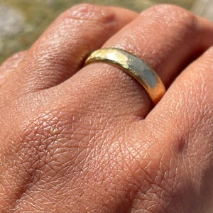 Image of 18ct Gold Wide Textured Wedding Band