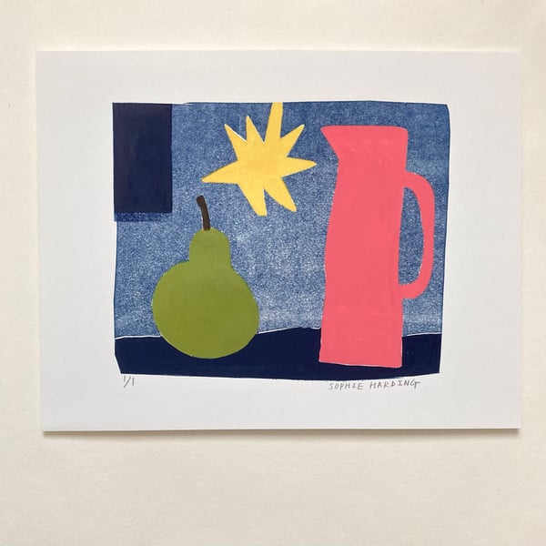 Image of Pear, Star and Jug handfinished print
