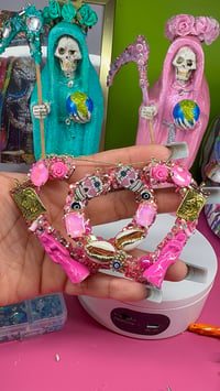 Image 2 of I AM The Altar Pink Santa Muerte Earrings 