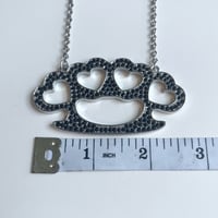 Image 2 of black heart brass knuckle necklace 