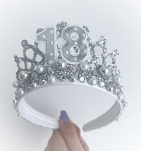 Image 1 of 18th birthday tiara crown Silver & Pearls any age available 