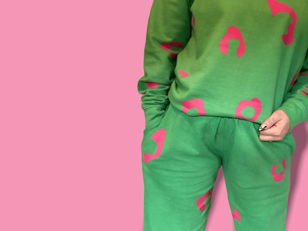 Image of Green And Pink Leopard Tracksuit