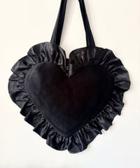 Image 1 of Midnight Velvet Heart Ruffle Bag 🖤