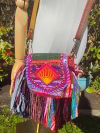 Image 4 of FRILL MINI body cross Sari bag with ruffles - detachable strap -sunset 1
