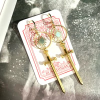 Golden Starburst Sword Earrings V2