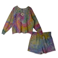 Image 1 of M 100% Cotton French Terry Sweatsuit Set in Muted Euphoria Spiral Ice Dye