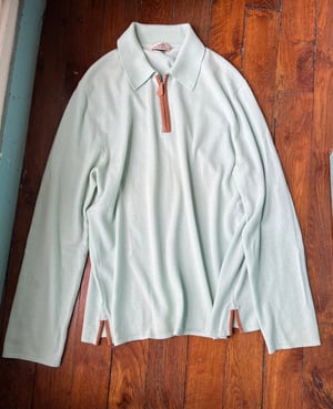 Hermès Cashmere Sweater with Leather Detail Half Quarter Zip