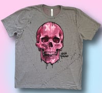 Image 1 of ‘SKULL IN PINK’ HAND PAINTED T-SHIRT XL