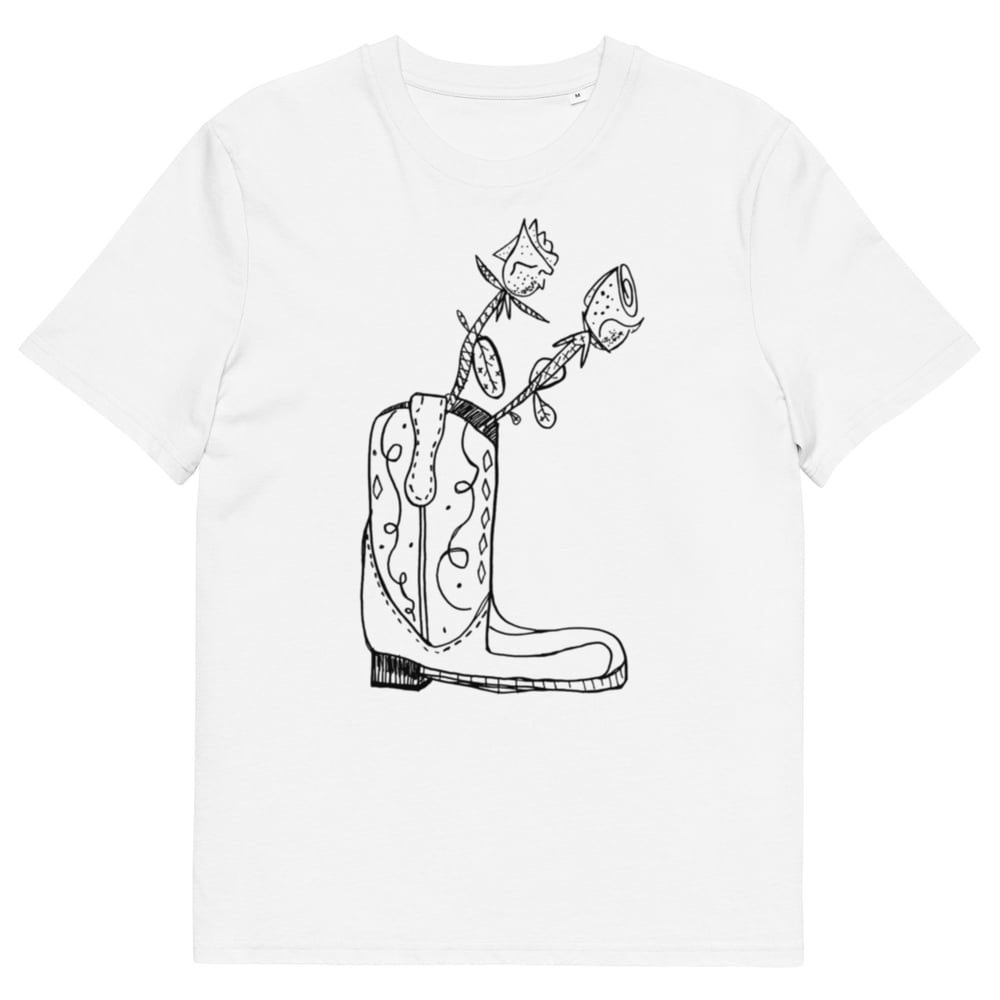 Cowboy Boot And Two Roses - Unisex organic cotton t-shirt