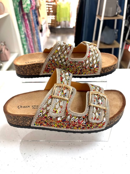 Image of Beige Sparkly Buckle Slider