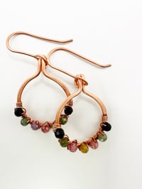 Image 2 of Rainbow Tourmaline  (Copper) Small Hoop Earrings