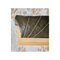 Image 4 of *NEW* Olive Green Leather & Timber Clutch