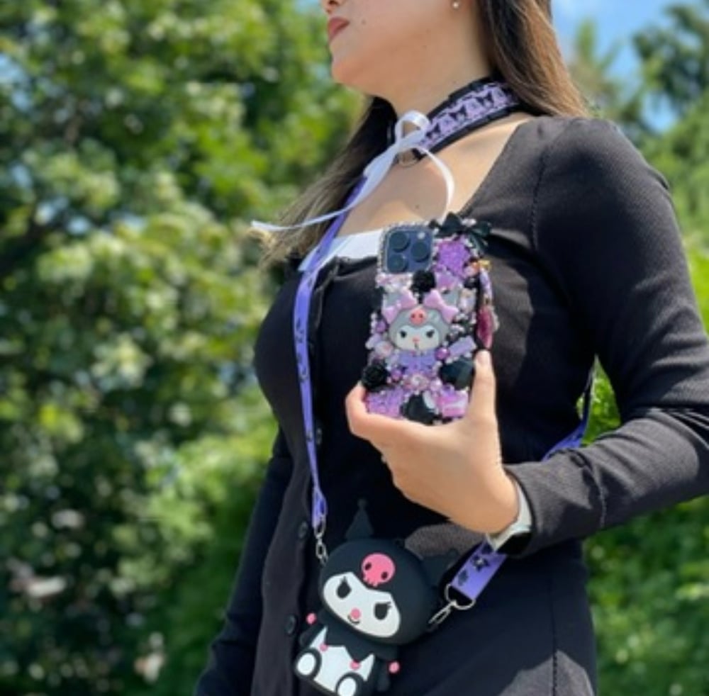 Kawaii Kuromi Purple Bling Phone Case