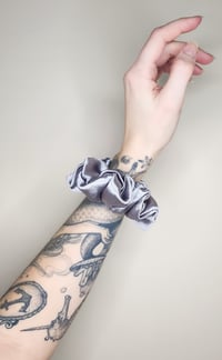Silver Satin Scrunchie