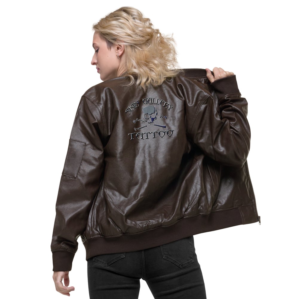 Skin Gallery Tattoo Leather Bomber Jacket