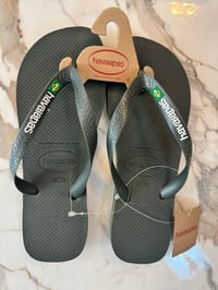 Havaianas Brasil Logo Flip Flops Mens - Green Olive