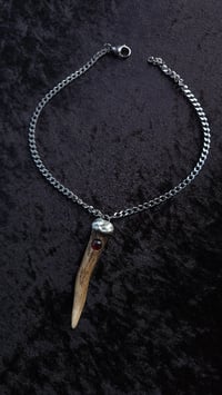 Image 3 of Garnet and deer antler pendant