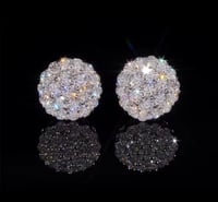 Image 1 of 10mm Hip Hop Round 925 VVS1 Moissanite Earrings 